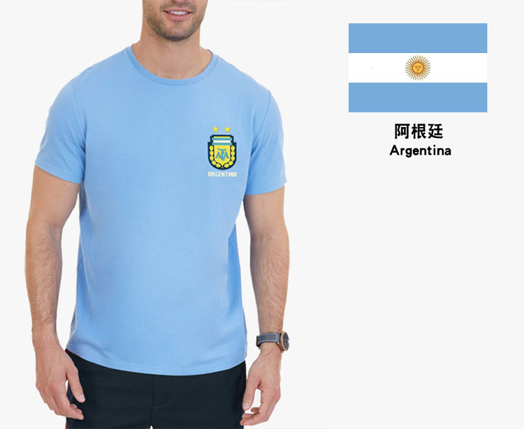 Cộng với chất béo XL nam chất béo 2018 World Cup T-Shirt ngắn tay lỏng Ingra Đức Argentina người hâm mộ