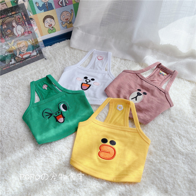 South Korea ODD Spring Summer New Short Harnesses Cute Cartoon Sunscreen Pure Cotton Pet Dog Cat Clothes Bikumteddy