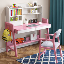 Solid wood desk with bookshelf combination Modern minimalist home and middle school students children learning writing desk computer desk
