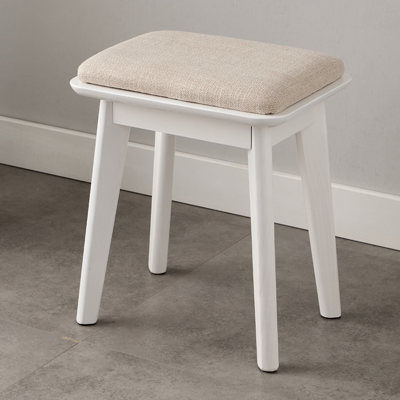 Nordic solid wood dresser bedroom small household learning white wax wooden desk chair modern minimal soft pack dresser stool
