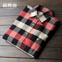 Mùa hè đặc biệt! Cộng với phân bón XL cotton flannel kẻ sọc áo sơ mi nam dài tay thường xuyên chà nhám nam áo sơ mi đen nam