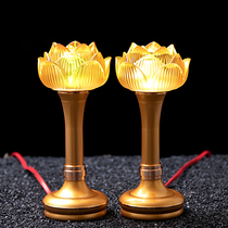 Colorful glass Buddha lamp led Lotus lamp Buddha front lamp Lotus lamp Household plug-in lamp for Buddha high foot long lamp