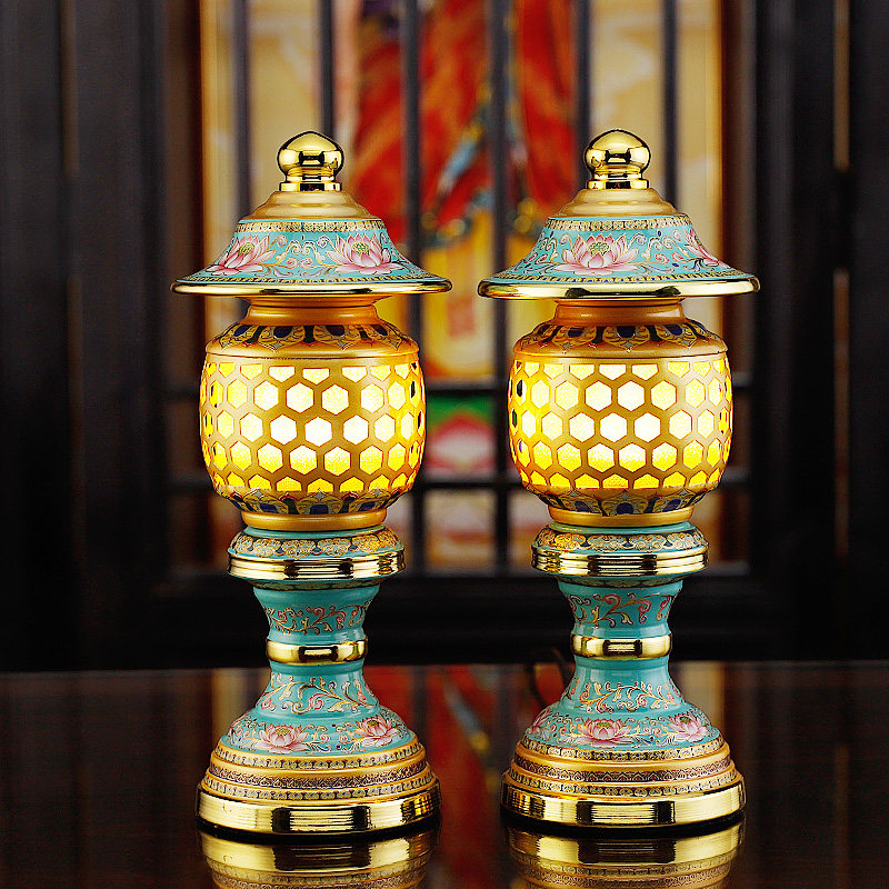 Buddha equipment for the lamp led lamp copper alloy home Buddha in front of the offering plug-in Buddhist hall god of wealth Changming lamp for the Buddha lamp pair