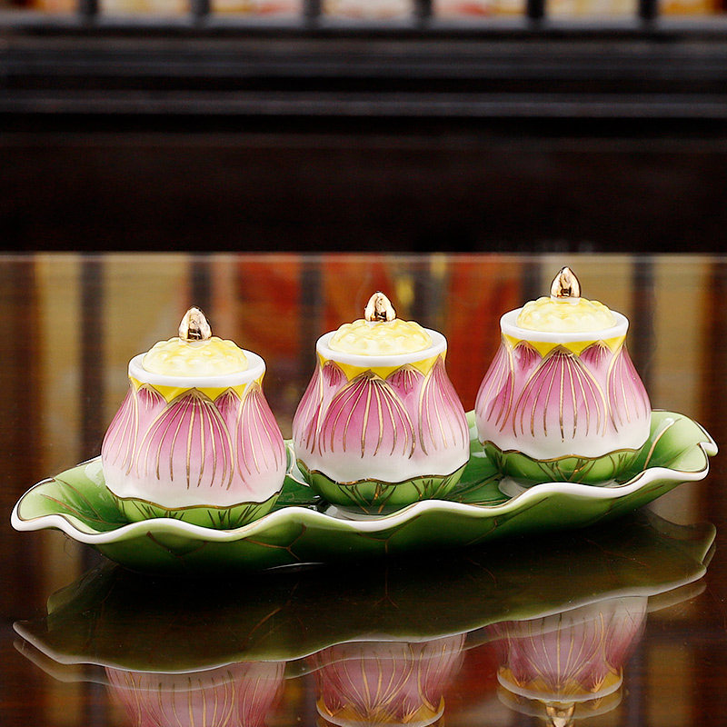 Ceramics for the cup indoor household Lotus relief sacred water cup Buddha dedicated to Buddha supplies for Buddha supplies