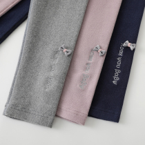 Spring and autumn cotton little girl childrens leggings medium thick outer wear autumn pants Foreign style childrens clothing velvet long pants autumn clothing