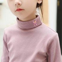Spring and autumn and winter childrens high-neck base shirt Long-sleeved little girl Western style autumn clothes plus velvet girls  clothes with baby tops