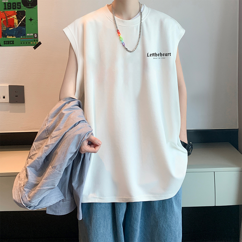 Summer Vest for Men, Hong Kong Style Trendy Brand, Loose Fit, Sporty, Student, Versatile Sleeveless Short-Sleeve T-Shirt for Men