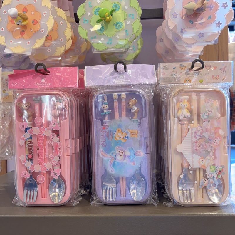 Shanghai Disney Domestic Agent: Shelliemay, Duffy Bear, Stellalou, Belle Cartoon Tableware Set - Fork, Spoon, Chopsticks
