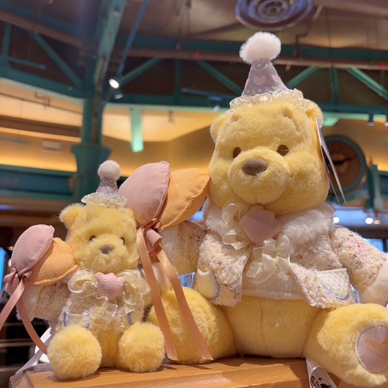 Shanghai Disney Domestic Agent 2025 Winter Winnie the Pooh and Friends Plush Toy Keychain
