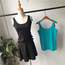 O Mono Good Goods Wardrobe 100 Hitch Basic stretch cotton front and back U collar body pure color slapped bottom vest harness girl