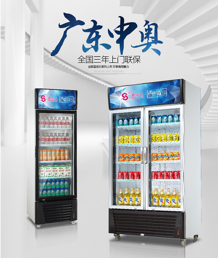 Aohuali double-door display cabinet Shido beverage freezer hotel vertical cabinet fresh cabinet beverage beer refrigerated refrigerator