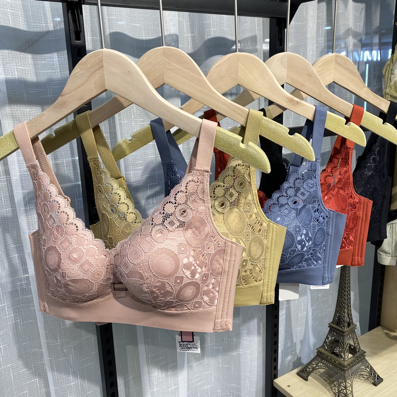 European station cloud-feeling cotton no steel ring small chest gathered bra sexy lace comfortable underwear on the belly breast bra