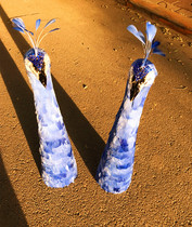 Animal model simulation peacock head feather Peacock hotel decoration photography stage props scene wall decoration