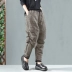 Mùa đông mới nghệ thuật retro kẻ sọc cotton và vải lanh quần quần cá tính khâu quần harem mỏng quần harem quần phụ nữ quần thể thao nữ dài Quần Harem