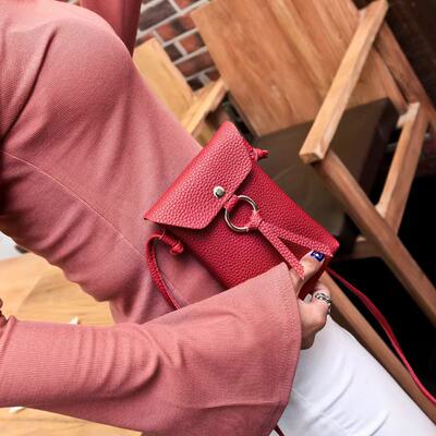 Korean-style fashionable and casual soft leather women's mobile phone bag shoulder crossbody bag women's bag versatile and trendy