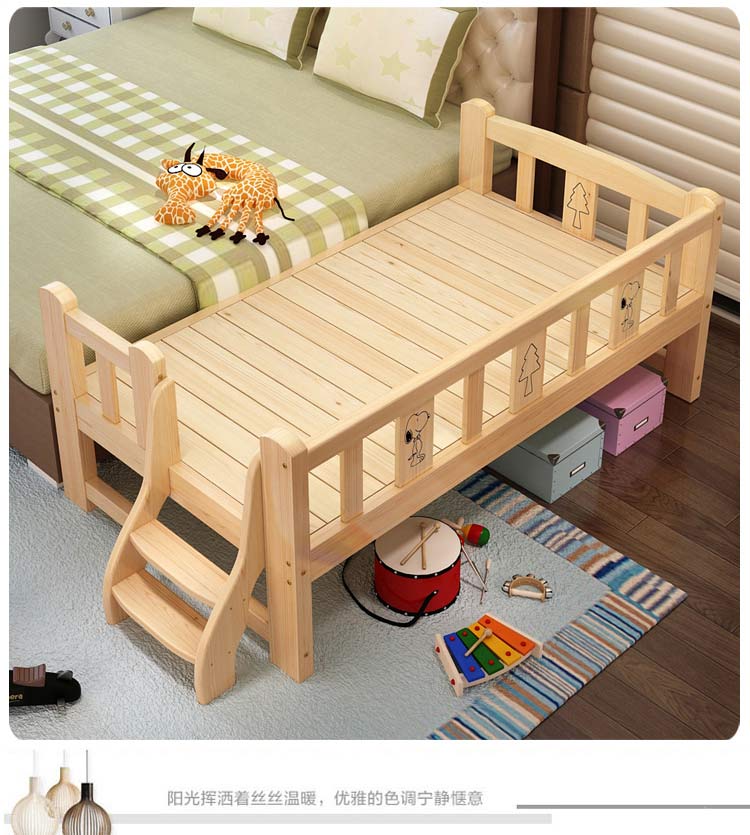 giường trẻ em với hàng rào gỗ rắn giường nhỏ cậu bé sinh đôi và cô gái công chúa con giường ngủ giường mở rộng khâu giường - Giường giường pallet giá rẻ