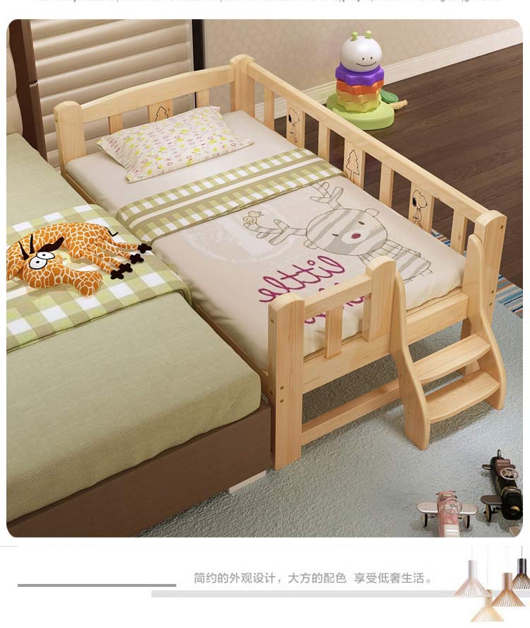 giường trẻ em với hàng rào gỗ rắn giường nhỏ cậu bé sinh đôi và cô gái công chúa con giường ngủ giường mở rộng khâu giường - Giường giường pallet giá rẻ