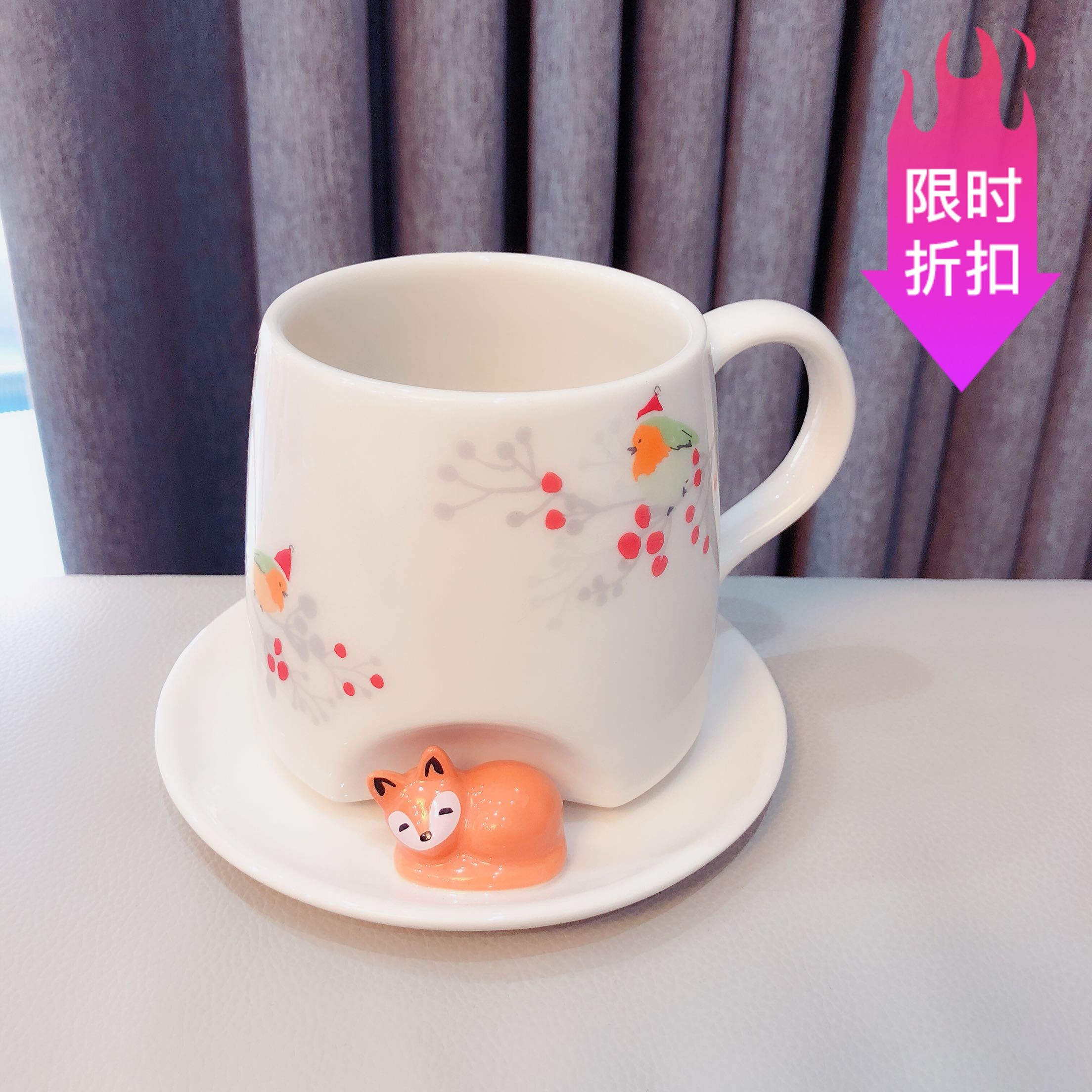 2019 Starbucks Cup Cherry Blossom Season 8oz Smart Cherry Blossom Snooze Red Little Fox Mug Accompanying Cup