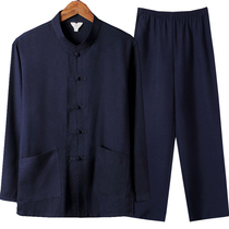 Old man grandpa clothes summer middle-aged Tang dress male Chinese style long-sleeved suit casual loose dad thin coat