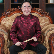 Old man grandpa birthday clothes Spring and autumn season Middle-aged Tang suit mens coat Chinese style velvet dad winter quilted jacket