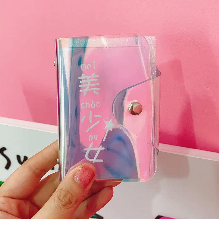 Nhật Bản và Hàn Quốc cô gái dễ thương gói trái tim thẻ nữ chủ thẻ lưu trữ thẻ laser Hàn Quốc nhỏ tươi đầy màu sắc laser ví để thẻ