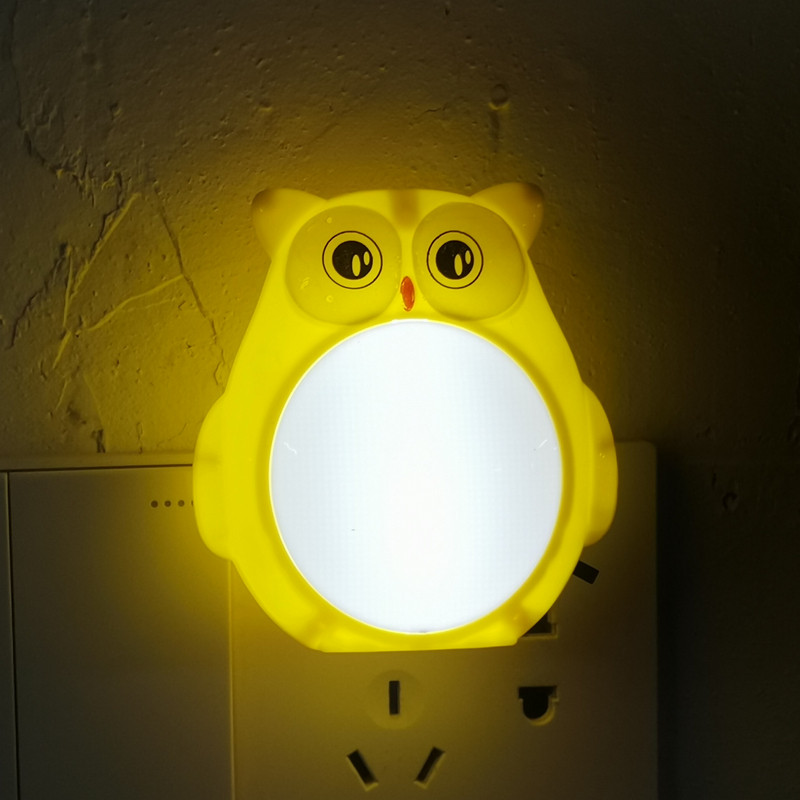 Cute owl gift Small night light LED plug-in electric switch socket energy-saving lamp Bedroom headboard white light