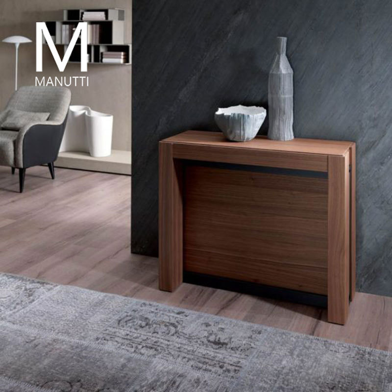 Manutti Nordic Solid Wood Dining Table, Extendable and Foldable, Rectangular, for 8 People, Simple Small Apartment, Invisible Table and Chair Set