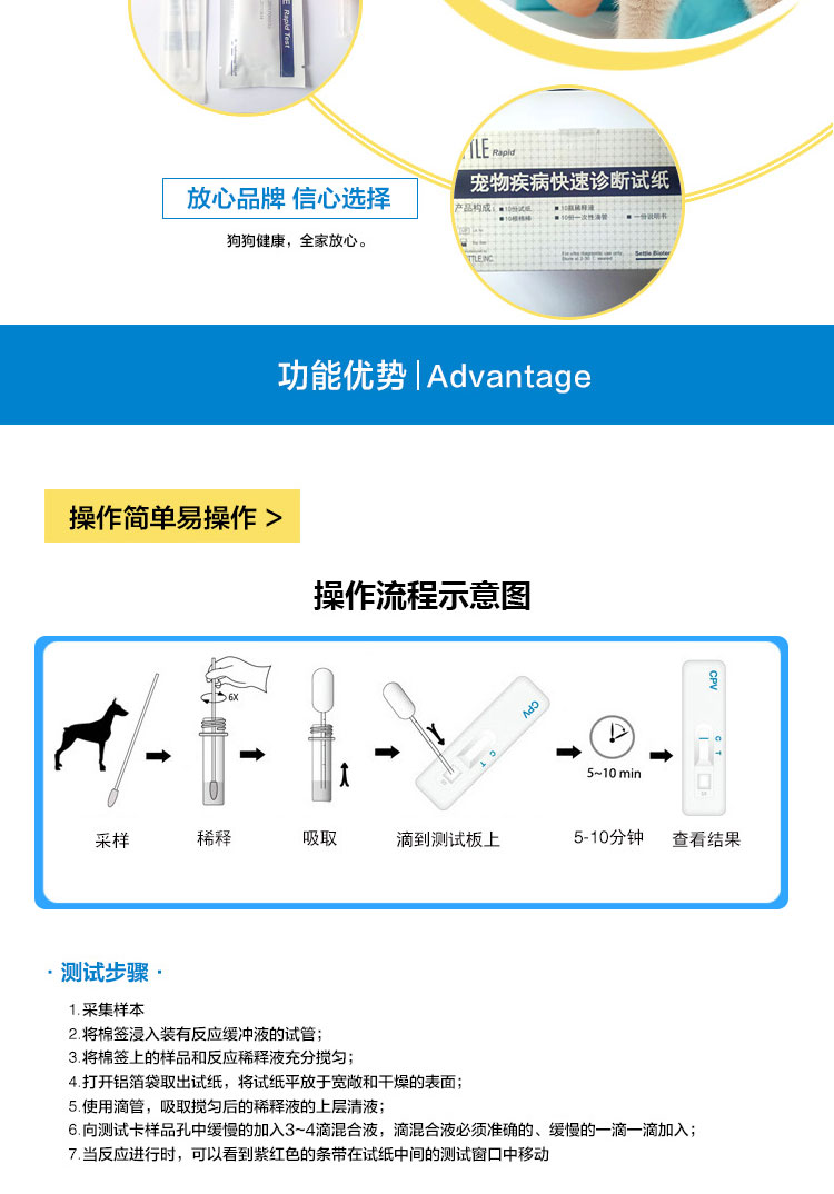 Mèo nhập khẩu lick test dải fpv mèo pass xương mèo tiêu chảy ra máu nôn vật nuôi thử nghiệm giấy virus - Cat / Dog Medical Supplies máy siêu âm cho chó mèo