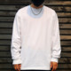 250g heavy cotton t-shirt men's long-sleeved solid color inner T-shirt loose top men's white bottoming shirt trendy INS