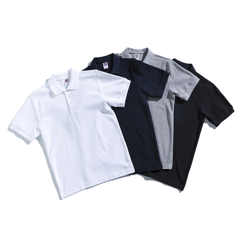 Glaygu Japanese Hard Knitted All Cotton T-shirts Summer pure color and casual pure cotton short sleeve POLO shirts