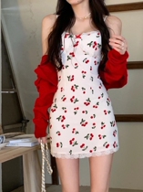 Cherry Sweetheart ~ Spring Summer New Pure Desire Wind to Lean Back Red Small Harnesses Bag Glutes and Skirt Woman