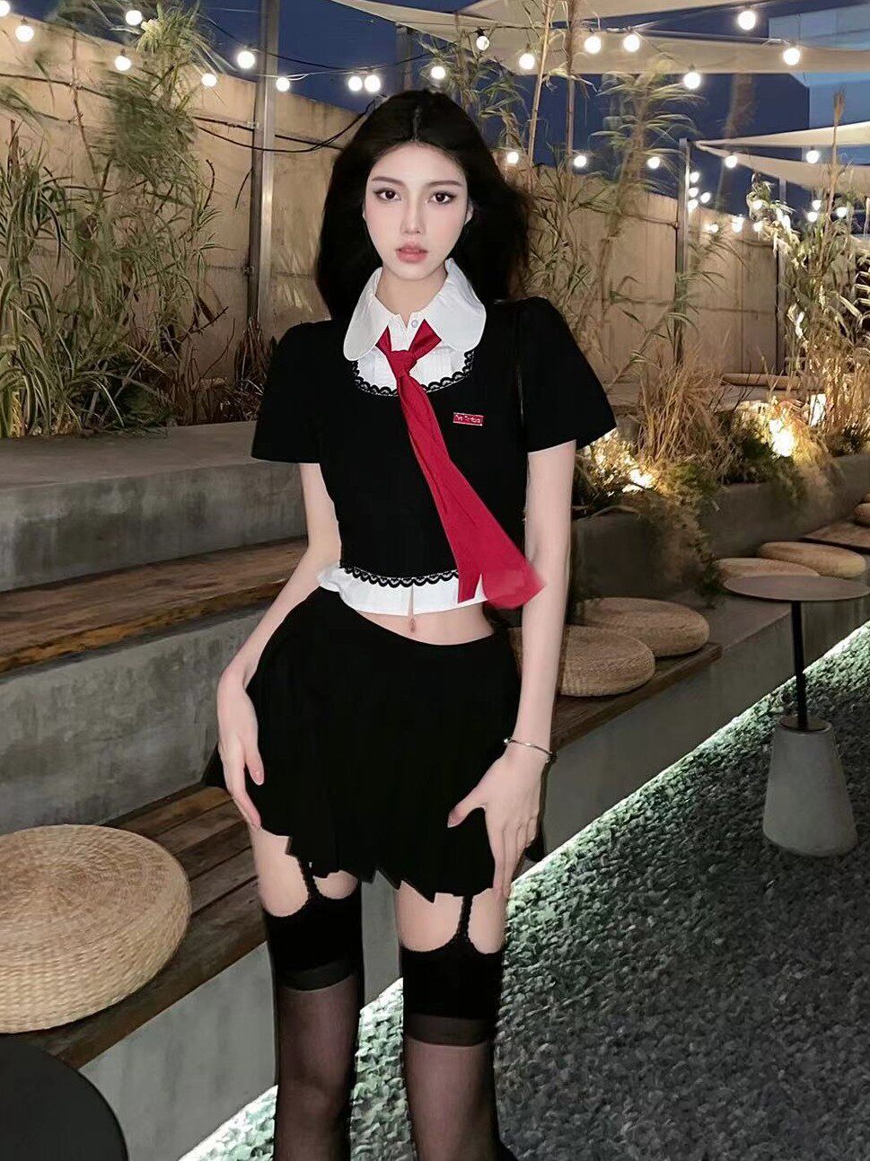 American hot girl college style uniform pleated skirt suit pure desire waist short-sleeved shirt Russian school uniform three-piece suit