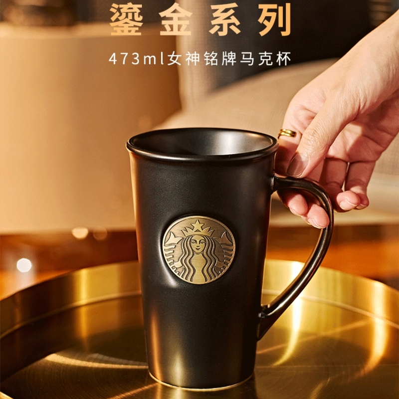 Starbucks Cup Gold Series Goddess Nameplate Black Business Office Simple Desktop Coffee Ceramic Mug Starbucks Cup Gold Series Goddess Nameplate Black Business Office Simple Desktop Coffee Ceramic Mug