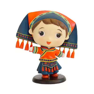 Guangxi 12th residence ethnic minority Zhuang special jewelry decoration gift puppet doll handmade gift box