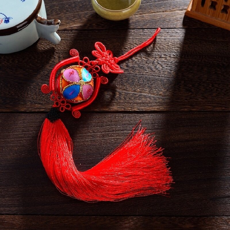 Hydrangea Guangxi Zhuang Jingxi Old State original handmade ethnic craft gift decoration China knot car pendant gift box