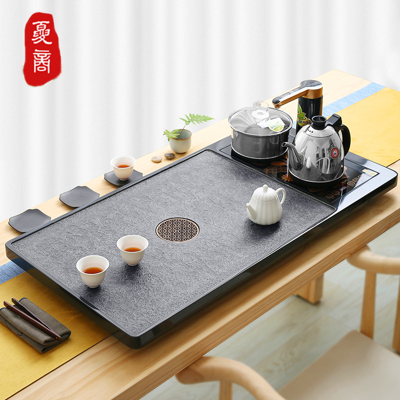 Wu Jinshi tea tray Household simple automatic water tea table Kettle one-piece induction cooker Whole stone tea sea