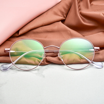 Frame myopia retro round full frame super light seven days frame black gold neutral Silver anti alloy blue light glasses