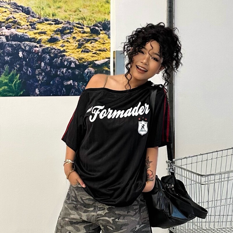 Sakurawa Nishiiko American Retro Style Top with Letter Print Jersey Short-Sleeved Casual T-Shirt Loose Sexy Street Style