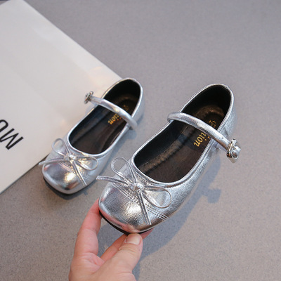 Black Leather Shoes for Girls, College Style with Bow, Versatile, Super Soft, 2026 New Model, Comfortable for Feet, British Style for Children — 1