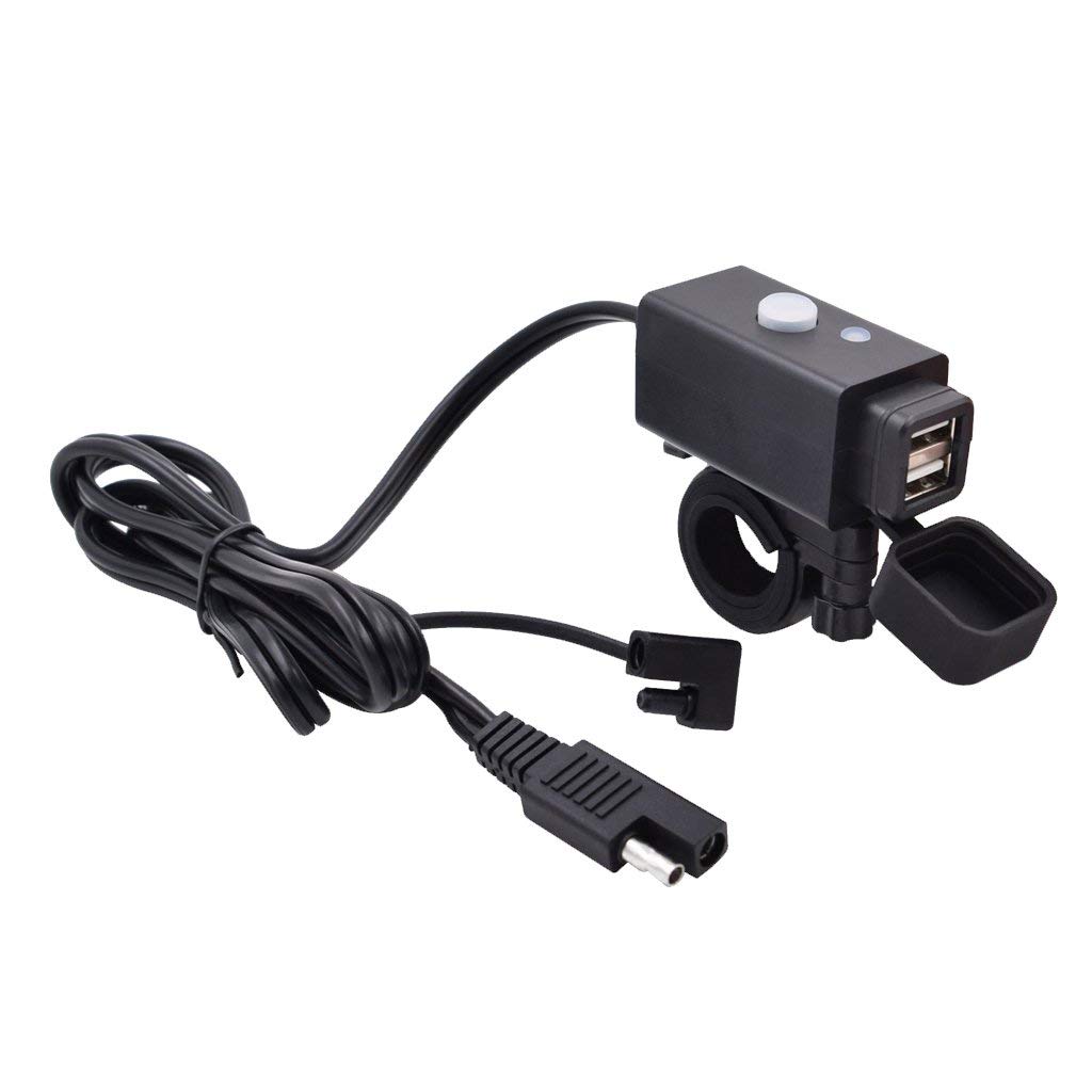 Motorcycle car square waterproof with switch indicator light Dual USB mobile phone charger Motorcycle accessories