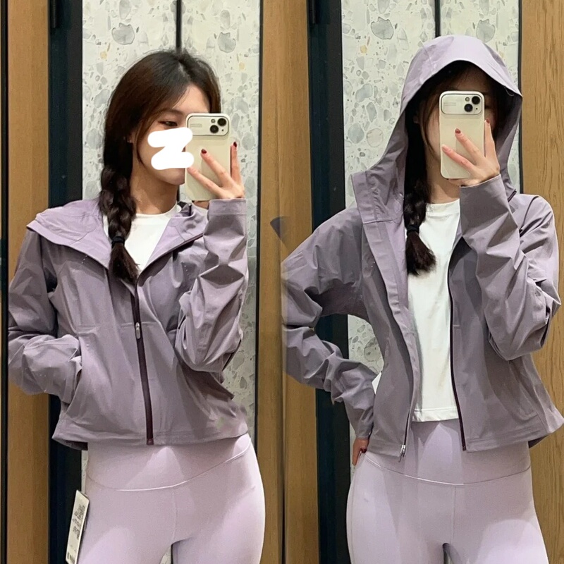 Lulu Hour 2026 Autumn Slim Fit Thin Jacket Short Waterproof Windbreaker Women's Outdoor Jacket