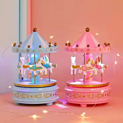 Sky City merry-go-round music box birthday gift ornaments Christmas dream colorful luminous music box