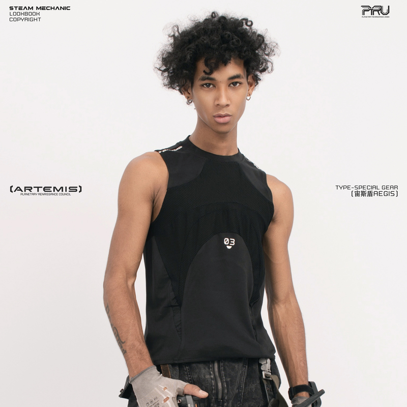 "Xuanniao" Dune Wasteland Deconstructed Patchwork Mesh Breathable Sleeveless Functional Vest "Xuanniao Black"