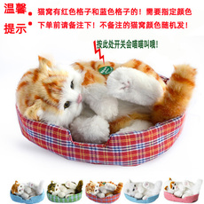 Игрушки-животные 仿真宠物小猫摆件动物布偶会叫猫咪毛绒玩具猫猫公仔玩偶假猫娃娃