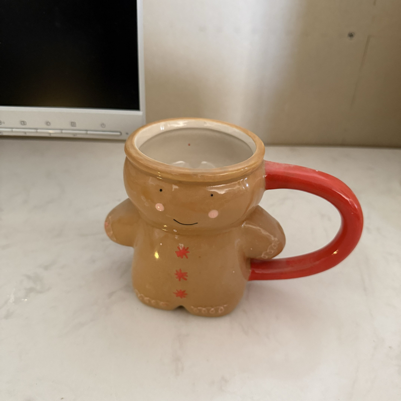 Christmas Gingerbread Ceramic Mug Creative Cartoon Cute 3D Christmas High-Temperature Restaurant Holiday Milk Cup