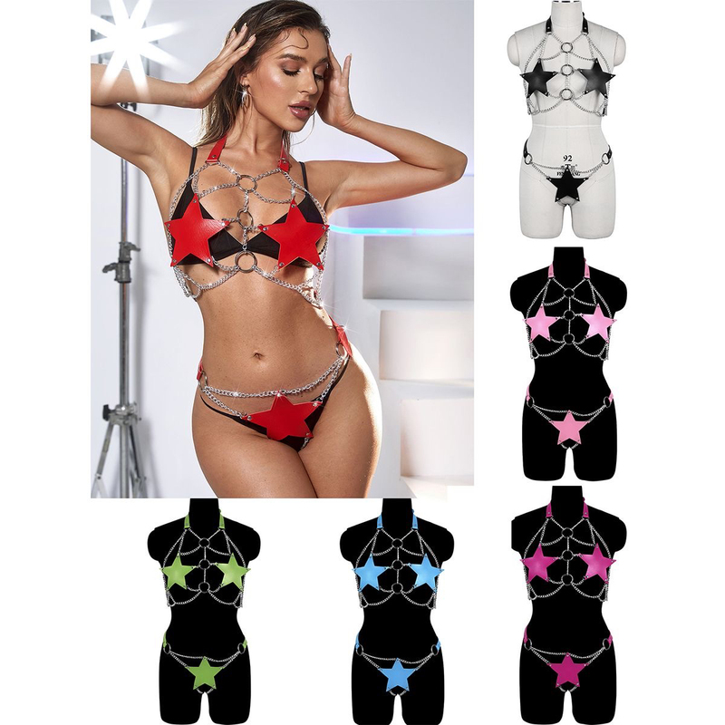 Punk Personalized Leather Body Chain Set Intimates Accessories Nightclub Performance Clothing Sexy Belt Carnival Leather Straps