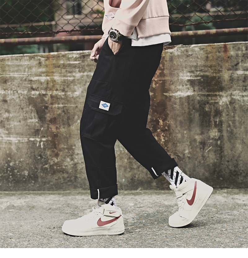 Mùa thu Mỹ overalls nam thương hiệu cộng với phân bón XL thể thao Quần Harlan phiên bản Hàn Quốc của xu hướng quần ống rộng quần đùi nam