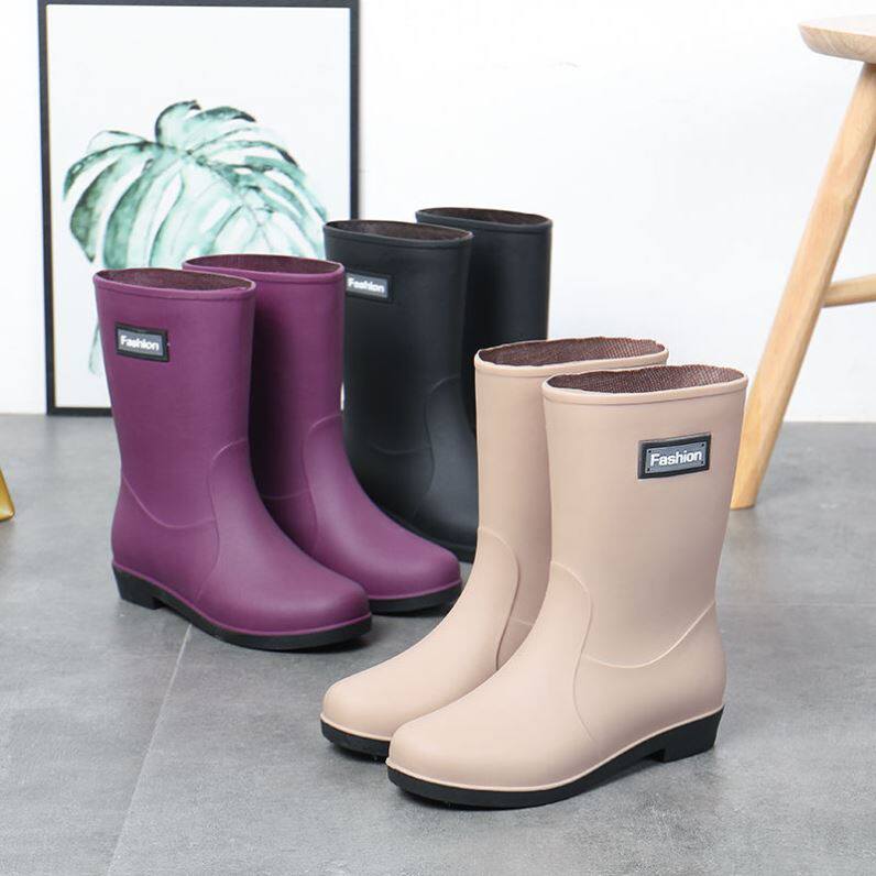 Four seasons of rainshoes female spring fashion outwear anti-skating shoes in rain boots plus sulfur warm waterproof shoes