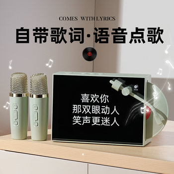 Audio Microphone All-In-One Machine Bluetooth Small Speaker Home Karaoke Singing with Lyrics Display Screen Family Karaoke