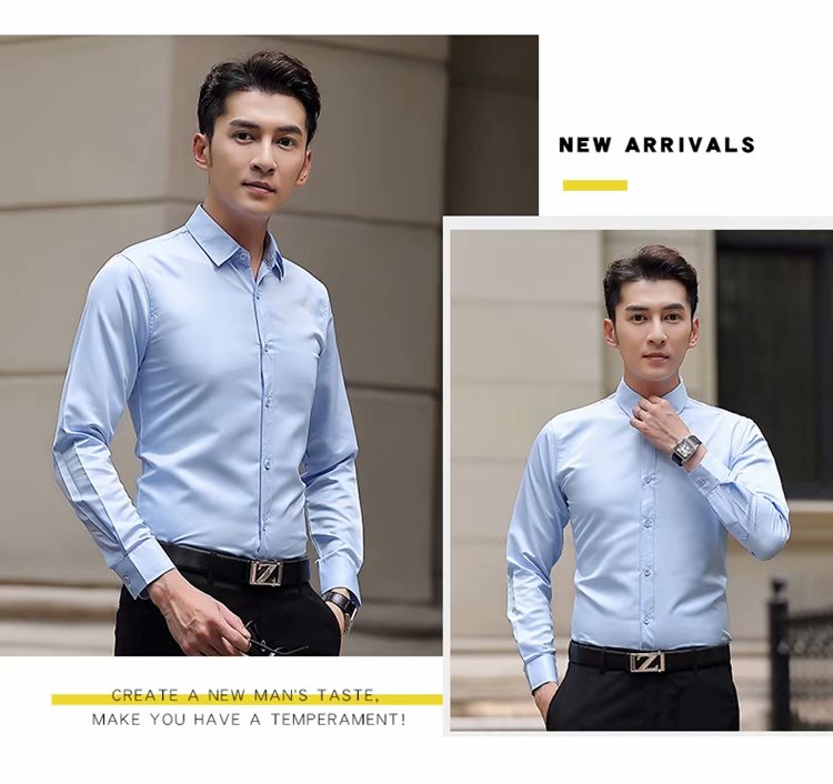 Mùa xuân và mùa thu anh em phù hợp với phù rể áo sơ mi trắng tay dài nam màu hồng váy cưới dài tay chú rể lót quần áo áo dài tay phồng cổ vuông